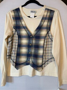 NWT Niki-Lee California XL Plaid Faux Vest Top Made USA Vintage Y2K